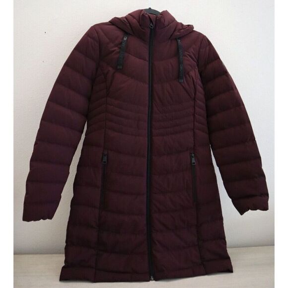 DKNY DL1MPH56 Women Sz S Deep Plum Quilted Water Resistant Hooded Down Coat - Picture 1 of 12